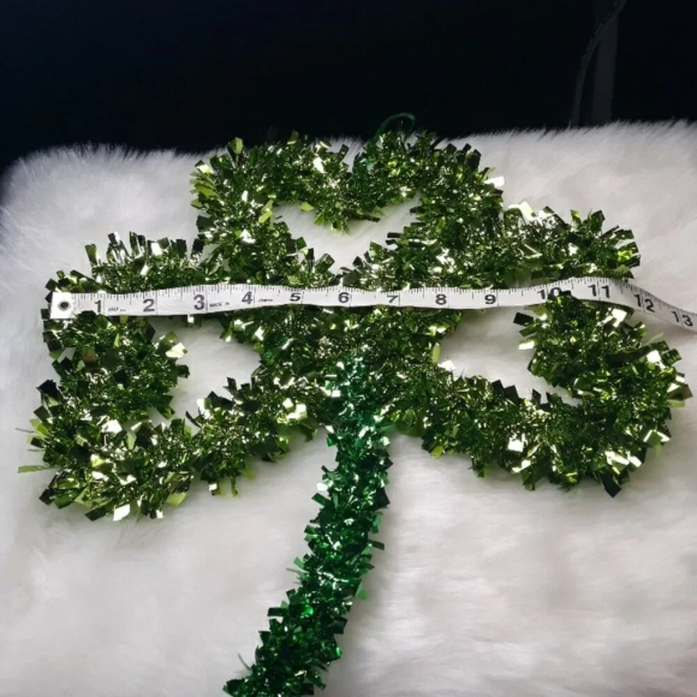 St. Patrick's Day green sparkling shamrock 12 x 14 inches wall hanging